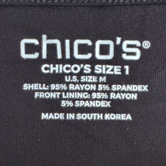 NWT Chico’s Black Top Square Neck 3/4 Sleeve Classic Knit Tee Size 1 (Medium) - Picture 5 of 5